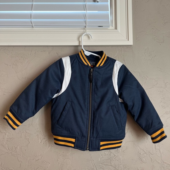Children’s Place 2T Boy Jacket - Bomber Jacket - Navy and Yellow - Longsleeve - Picture 1 of 5